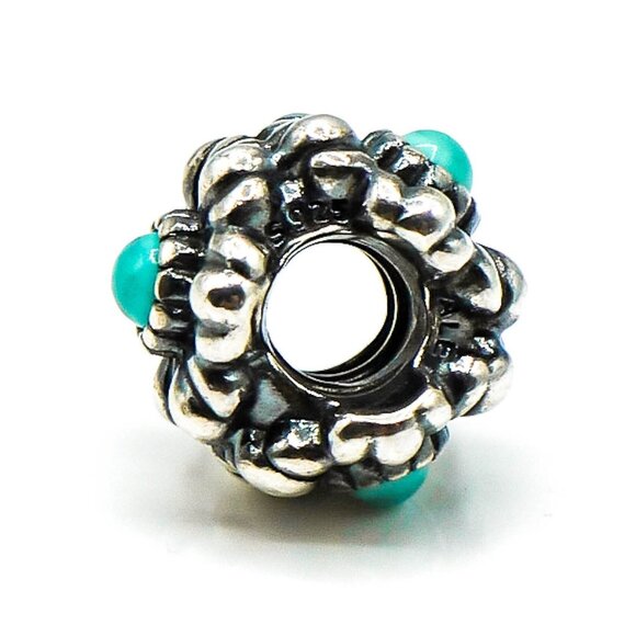 PANDORA December Birthday Blooms Sterling Silver Charm With Turquoise - Picture 5 of 6